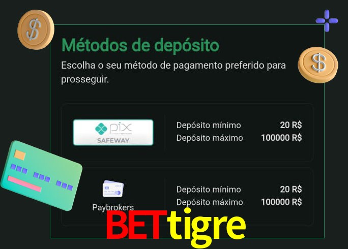 O cassino bettigre oferece uma grande variedade de métodos de pagamento